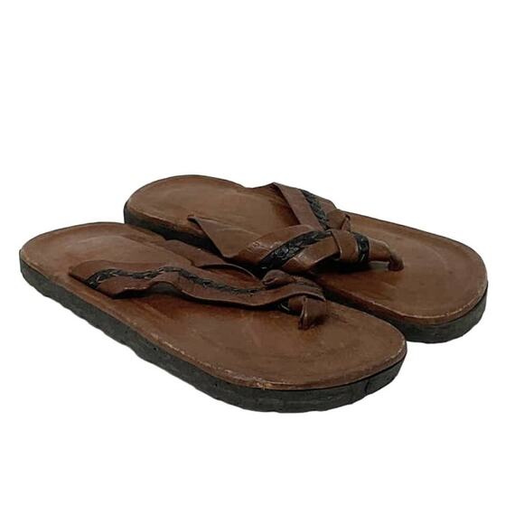 Brown Leather Sandals Kids Possible Size 1Y or 2Y - Picture 1 of 9